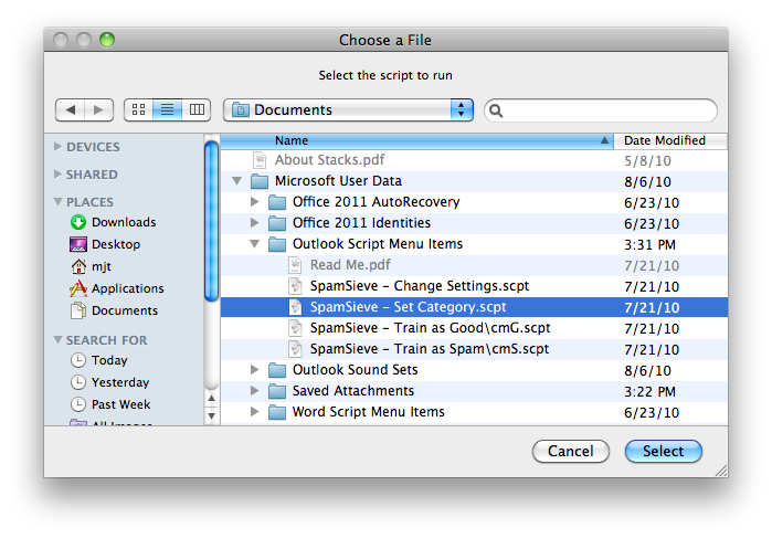 what is the file name for outlook 2011 for mac